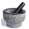 6 Inch Large Granite Mortar and Pestle Natural Unpolished, Non Porous, Dishwasher Safe